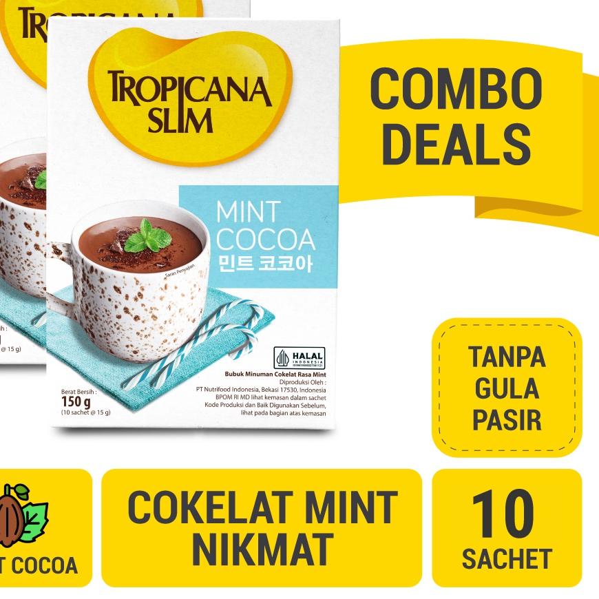 

☼ Twin Pack - Tropicana Slim Mint Cocoa 10 Sachet - Minuman Cokelat Mint Nikmat Tanpa Gula Pasir ✰