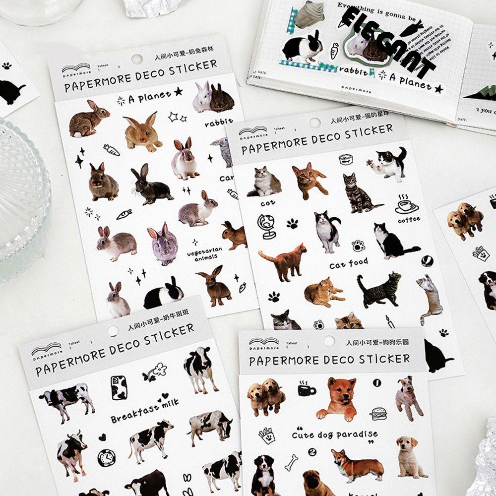 [Elegan] Stiker Alat Tulis Hewan Kelinci Korea Scrapbooking Tangan Akun Anjing Jurnal Album Dekorasi