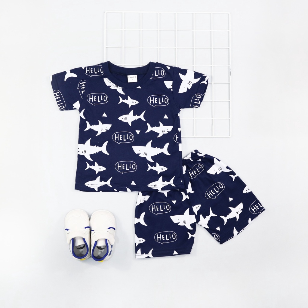 Owlet - setelan anak laki laki banyak gambar / kaos anak laki laki / piyama anak laki