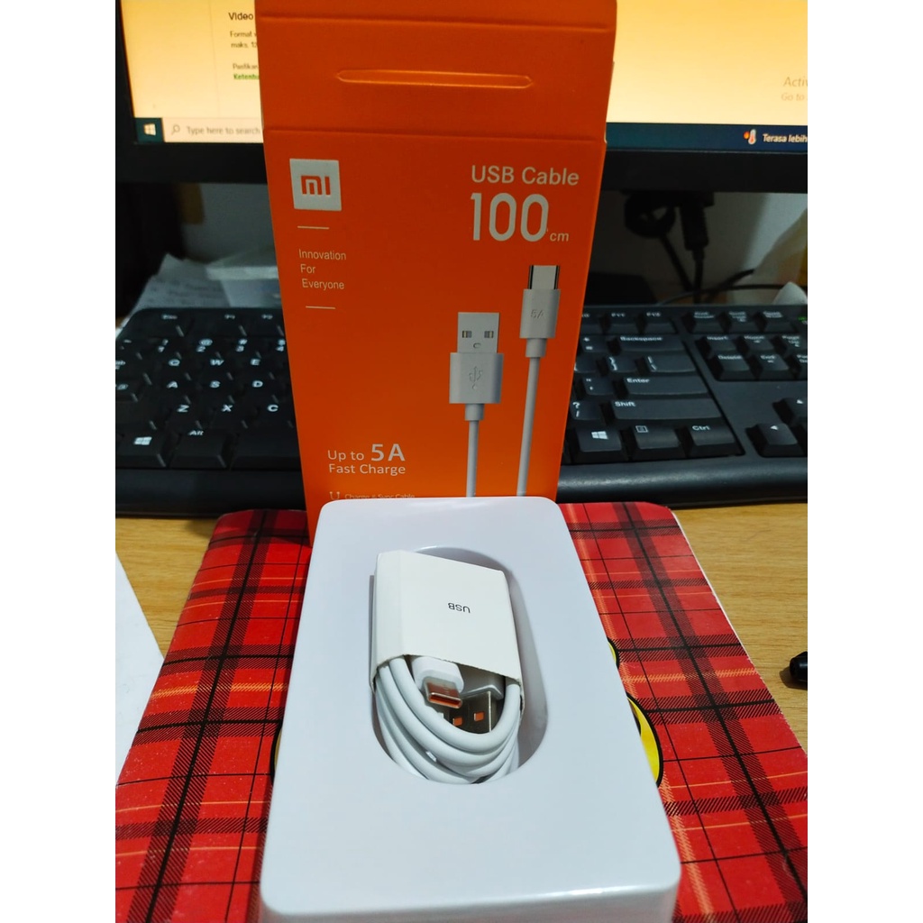 Kabel Data Xiaomi 5A Turbo Charge Putih Type C  100cm  / Kabel Xiaomi Note 9/10