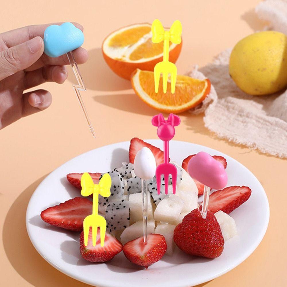 [Elegan] Lunch Picks Mini Kreatif Lucu Reusable Plastik Kartun Hewan Buah Makanan Picks