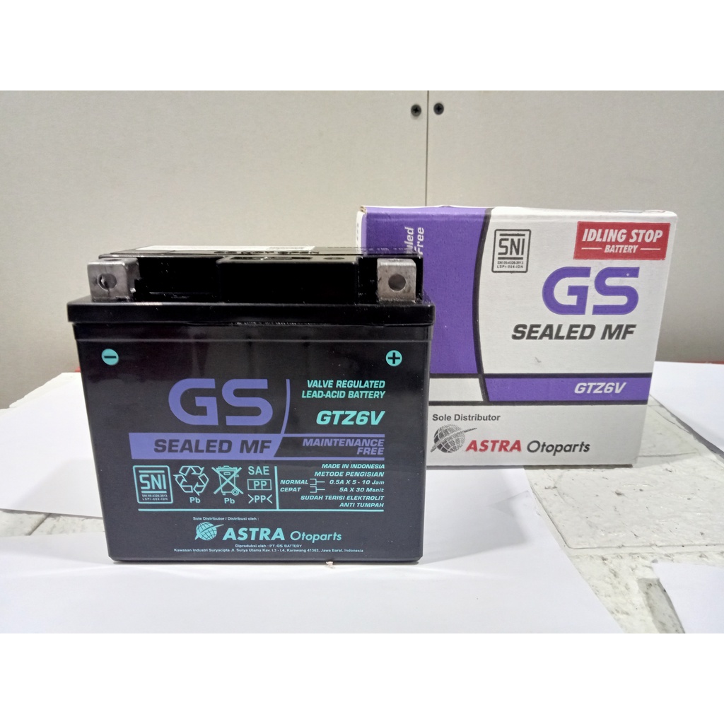 AKI GS ASTRA MF GTZ6V Vario PCX 125 150 Beat Pop Street ISS Scoopy New Idling Stop 12V 5Ah/10Hr Original