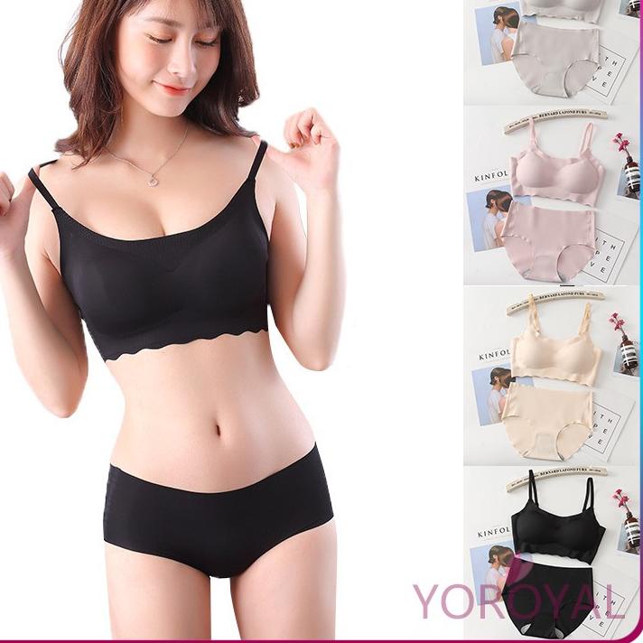 ➺ [BH+CD] Set Bra Seamless Jepang  Push Up Bra Full Cup / Set Pakaian Dalam Es Sutra Seamless YOROYA