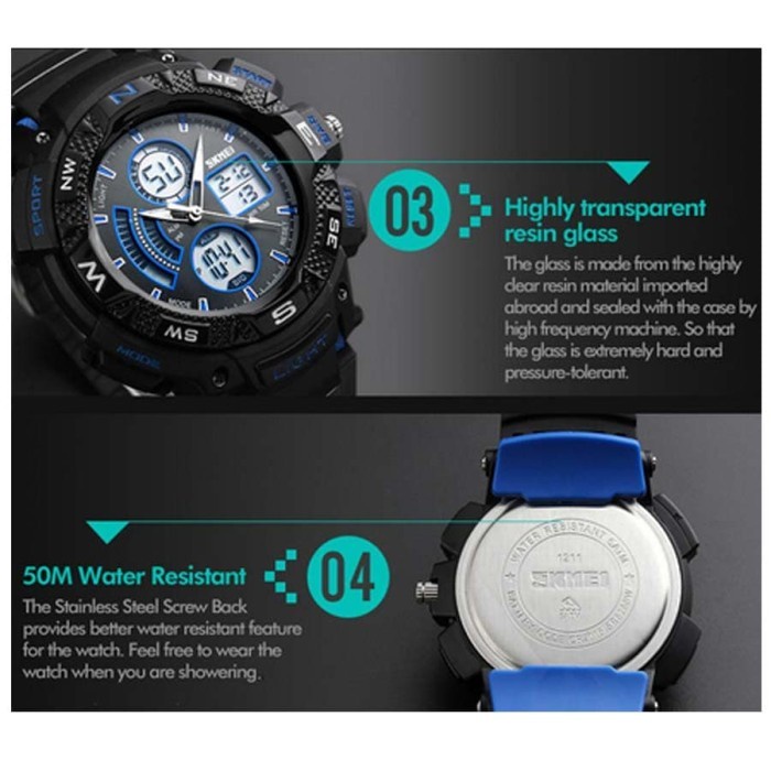 SKMEI 1211 Jam Tangan Pria Digital Analog Olahraga Sport Anti Air - Waterproof LED Watch