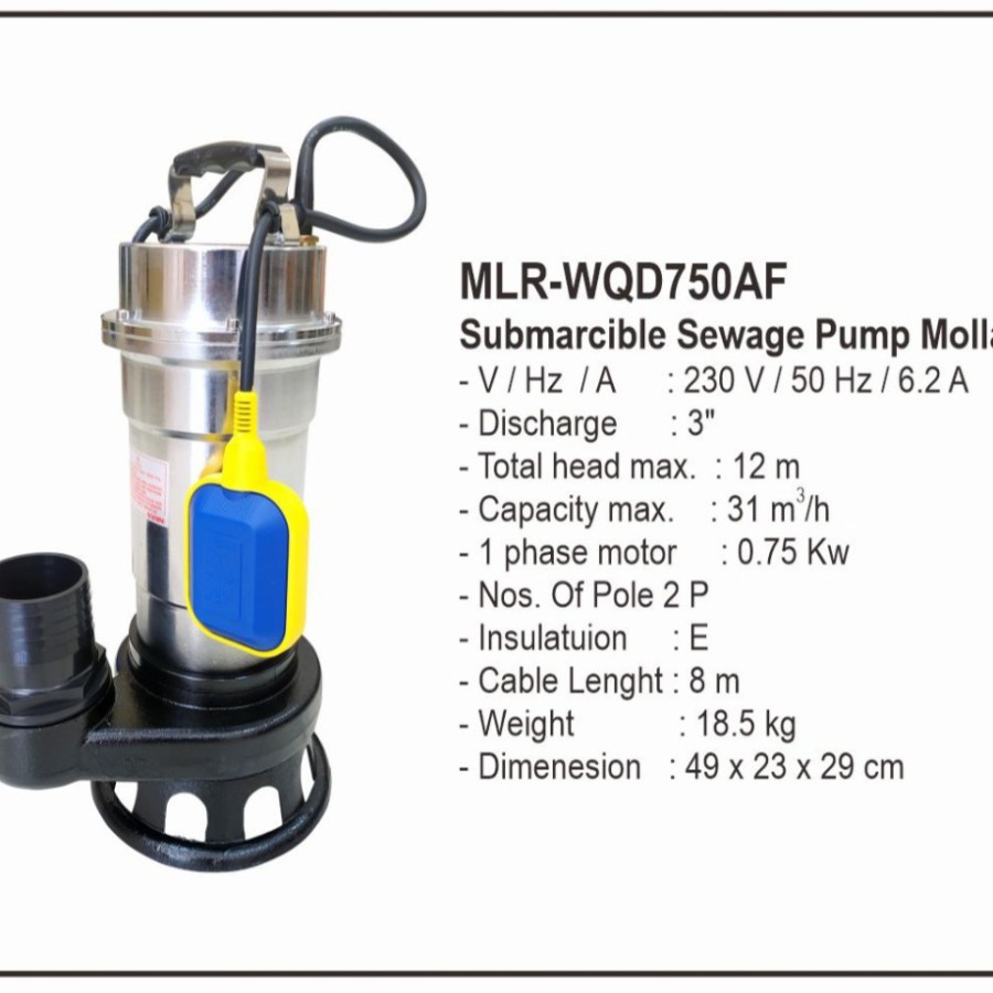 POMPA CELUP AIR KOTOR / BANJIR / LUMPUR (MOLLAR WQD 750 AF)