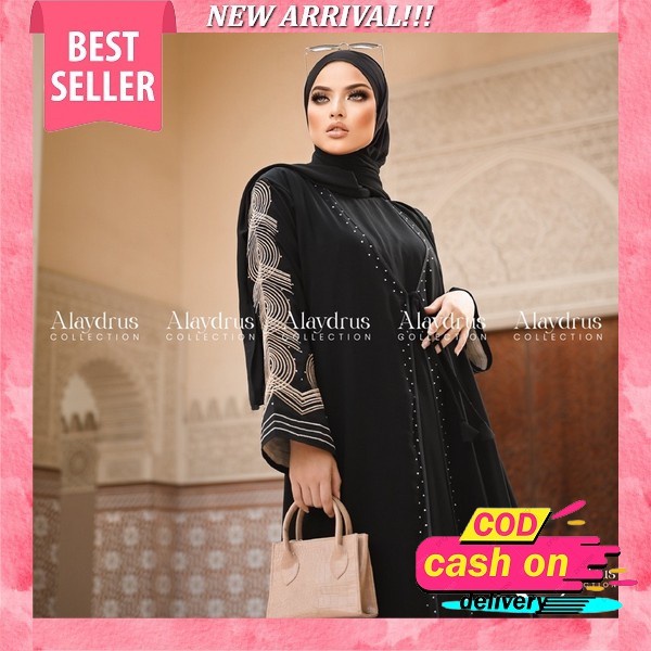 Gamis Syari Wanita Dewasa 2022 Viral Kekinian Model Terbaru Abaya Arabian Warna Hitam Mewah Elegan K
