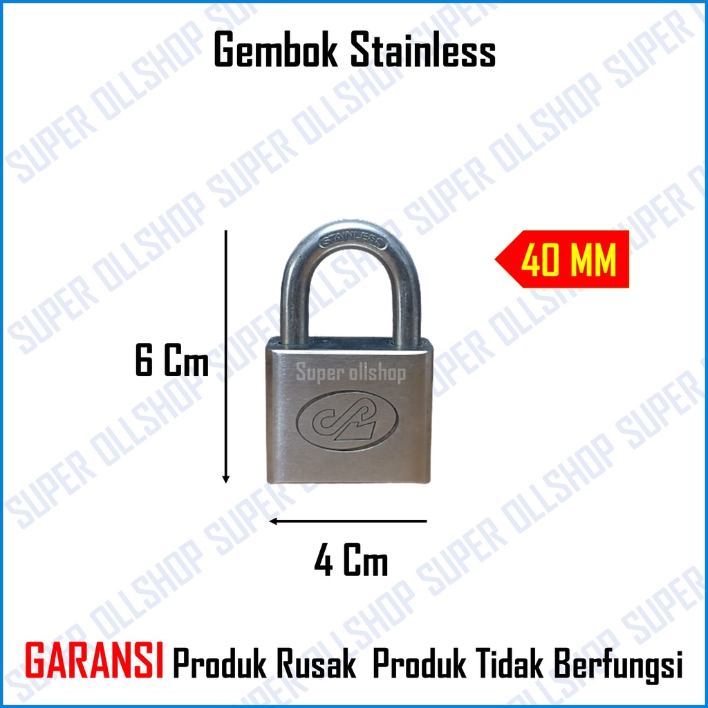 Gembok Pintu Pagar Rumah Stainless Anti Karat / Gembok Putih Cakram Sepeda Anti Maling Stainless Jantung Kuningan