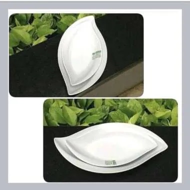 Piring Putih Bentuk Daun Melamin Premium Hoover 12" Serving Plate Saji Sayur Tumis Lauk Ikan Sate Go