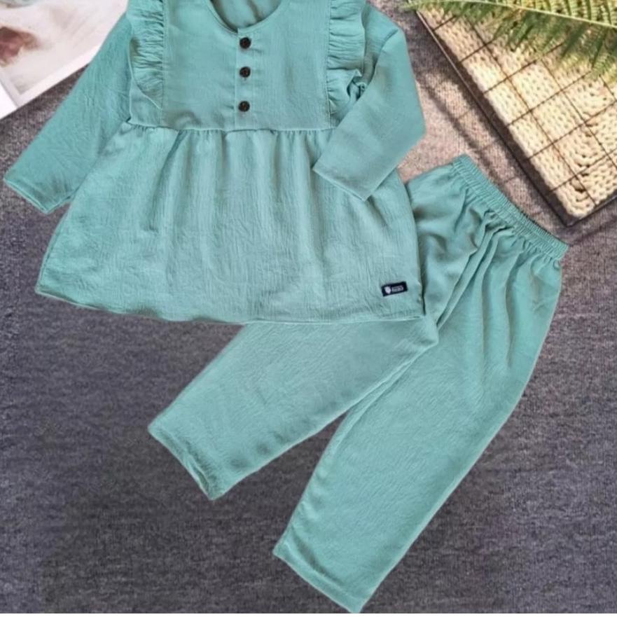 [cod]  Setelan anak perempuan crinkle//one set viral cringkel airflow//Setelan anak usia 0-12tahun//