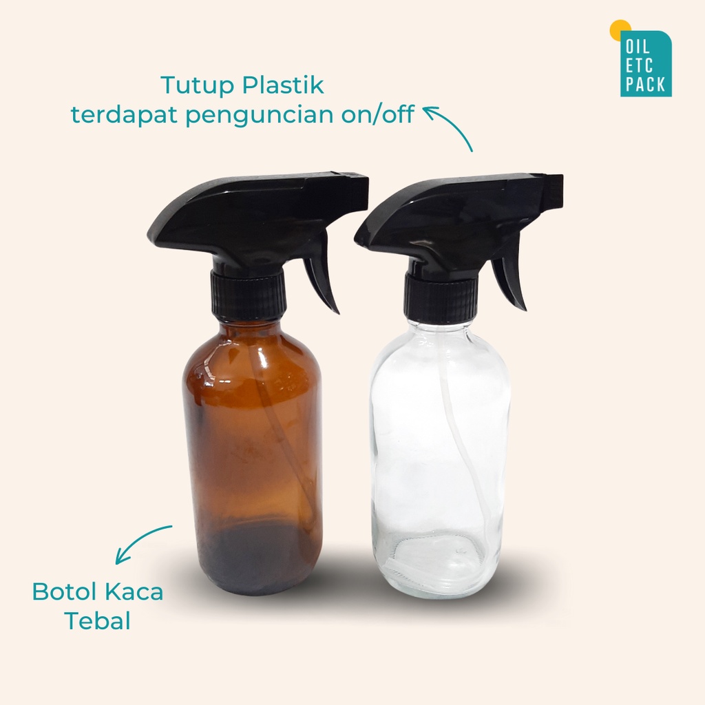 Botol Gun Spray Kaca 250ML Tebal / Wadah Kosong Isi Ulang