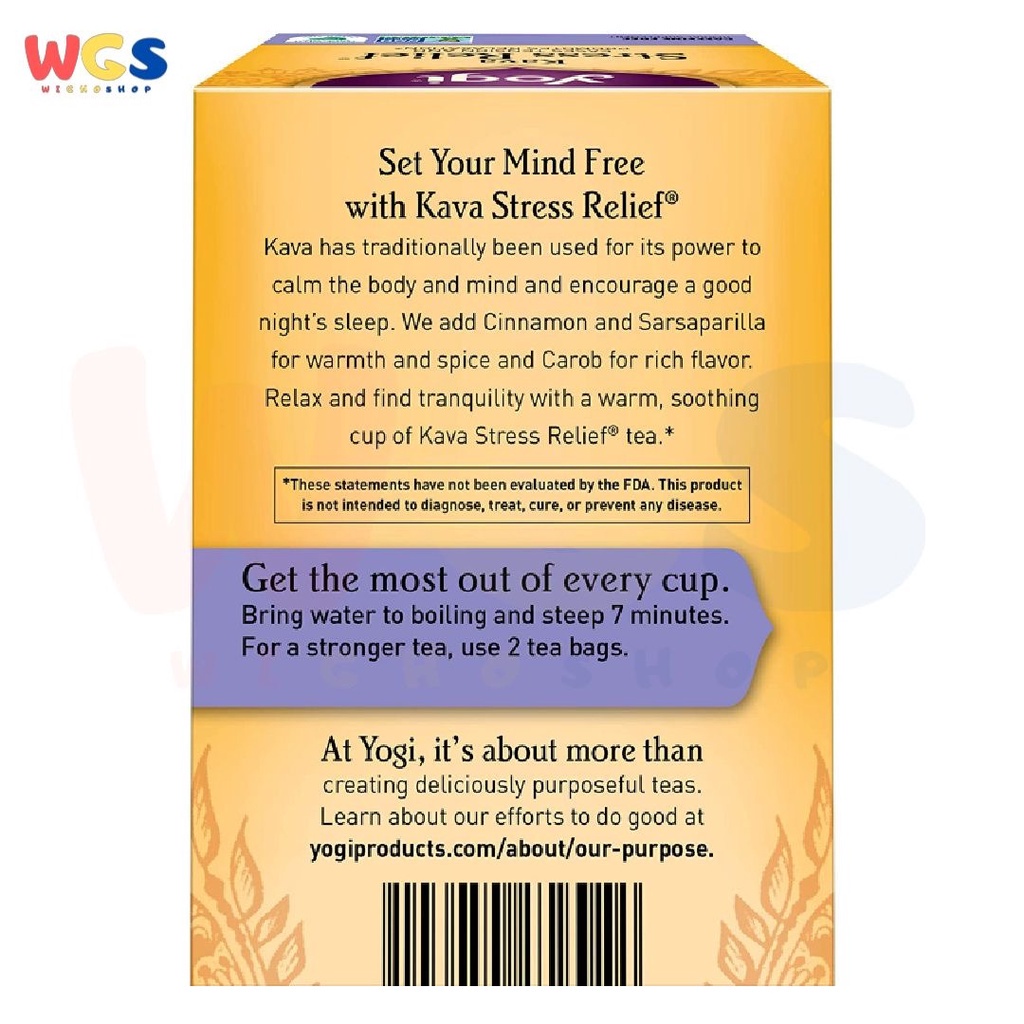 Yogi Tea Kava Stress Relief Eases Tension Relaxation 16 Tea Bags 36g