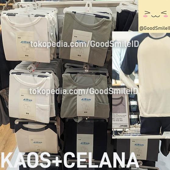 JASTIP AIRism Katun Set Kaos Celana Pria Set Piyama Baju Tidur UNIQLO