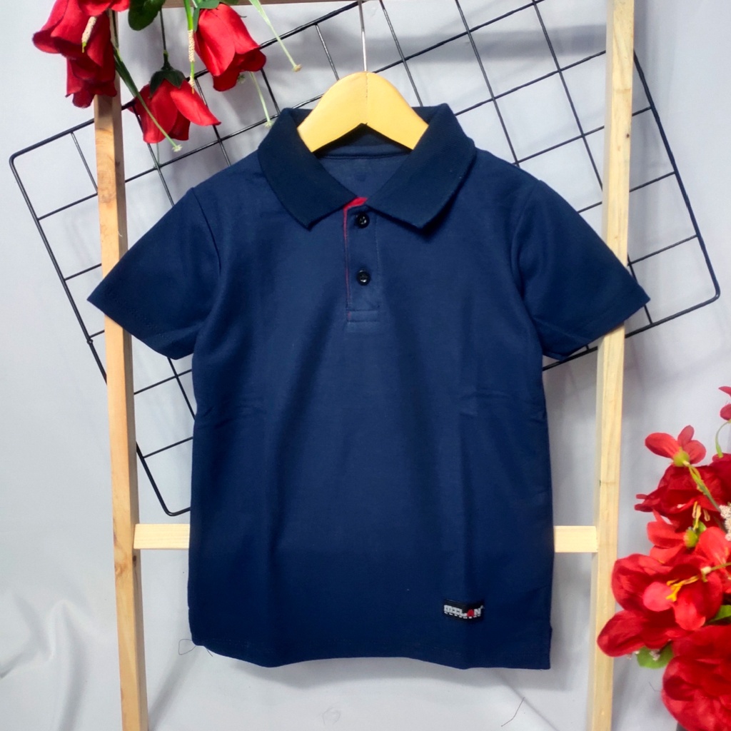 Kaos Polo Shirt Anak Laki-Laki Polos Kerah Kancing Umur 1-3 Tahun