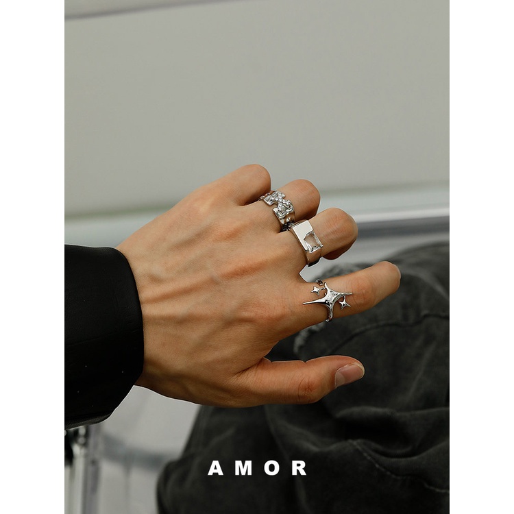 Ring set Unisex style Fashion ring Adjustable Lovers ring female Niche design Advanced sense male