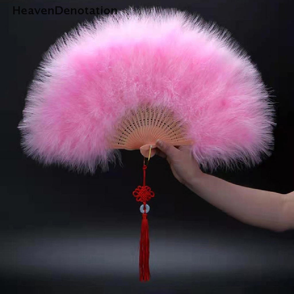 [HeavenDenotation] Kipas Lipat Bulu Gadis Peri Manis Jepang Gothic Court Dance Hand Fan HDV