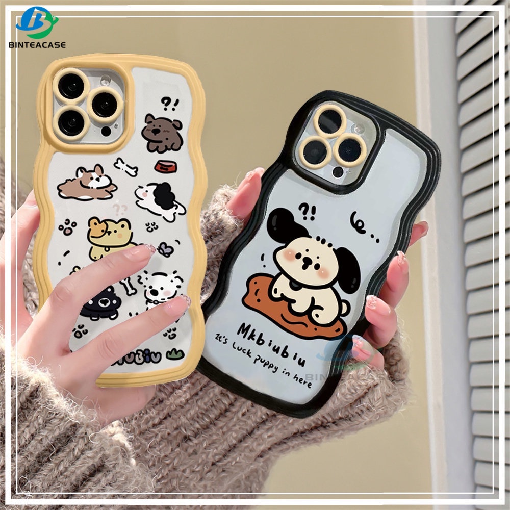 IPHONE Case Untuk Iphone14 14 PRO MAX 14 MAX IPhone13 PRO MAX 11PRO 11PRO Max12 12 PRO 12Pro MAX X XR XS Max6 6S 7 8 Plus SE 2020 Lucu Kartun Anjing Tepi Melengkung TPU Phone Case Binteacase