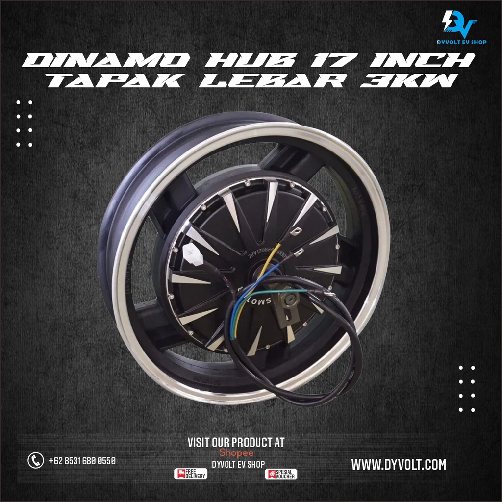 Motor Hub Bldc 3000W 17Inch Tapak Lebar
