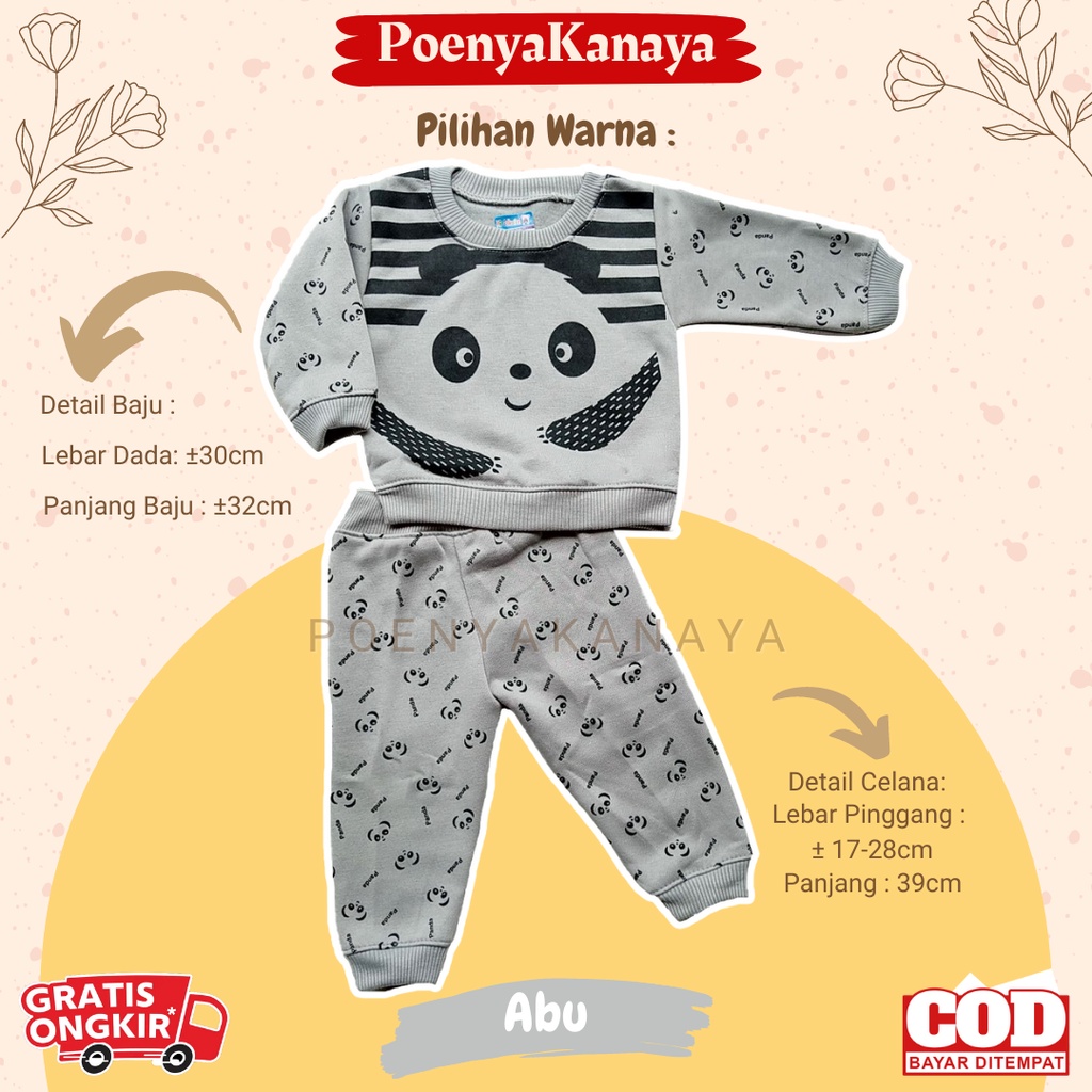 Setelan Sweater Jaket Bayi Anak Panjang PANDA HBc Size 6-18 Bulan SPY60