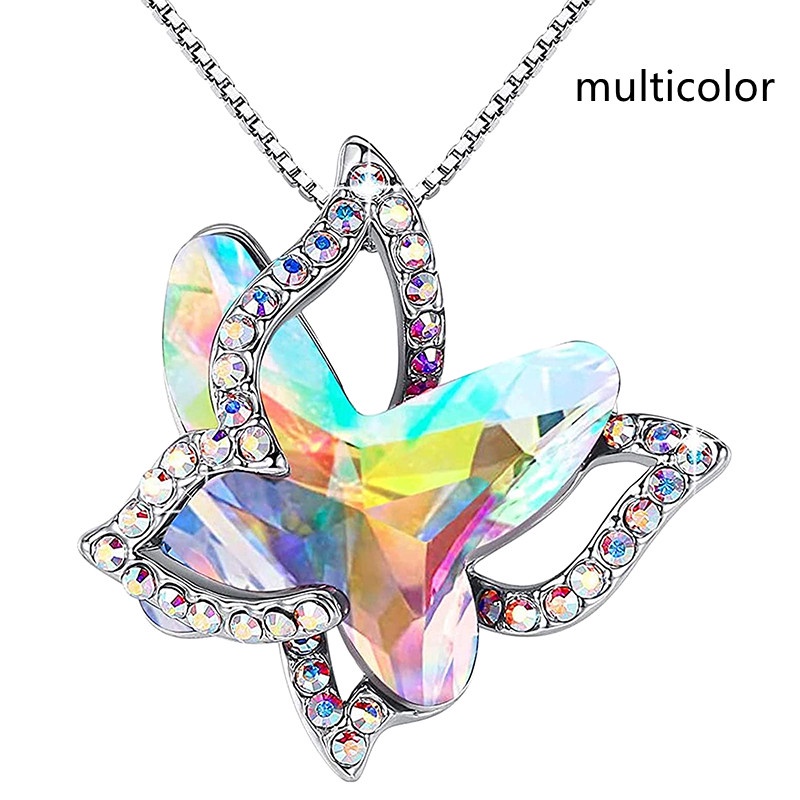 [AYBx] Baju Kaos Distro Pria Wanita Lengan Pendek Kalung Kristal Kupu-Kupu Butterfly Choker Necklace Charm Birthstone Pendant Necklace Jewelry