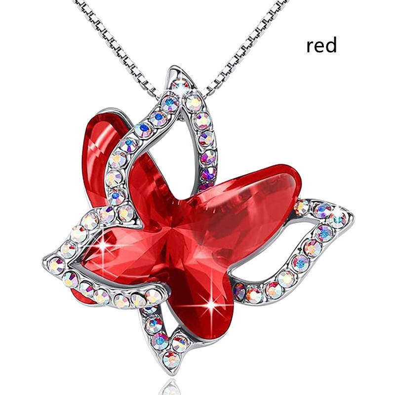 [AYBx] Baju Kaos Distro Pria Wanita Lengan Pendek Kalung Kristal Kupu-Kupu Butterfly Choker Necklace Charm Birthstone Pendant Necklace Jewelry