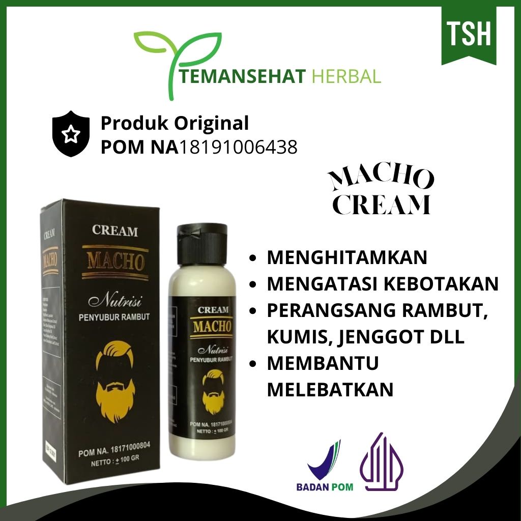 Cream Macho ORIGINAL  obat jenggot penyubur pelebat rambut pria