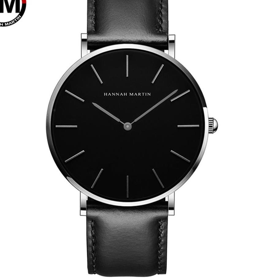 ✨SHOPEE MALL✨ Jam Tangan Pria Hannah Martin Original Leather Kulit Analog Premium Anti Air 30 Meter 