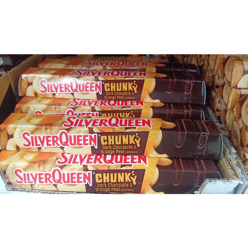 Silverqueen Chunky Bar 95 gr Almond Dark Coklat Crunky Cashews Dark Orange Peel