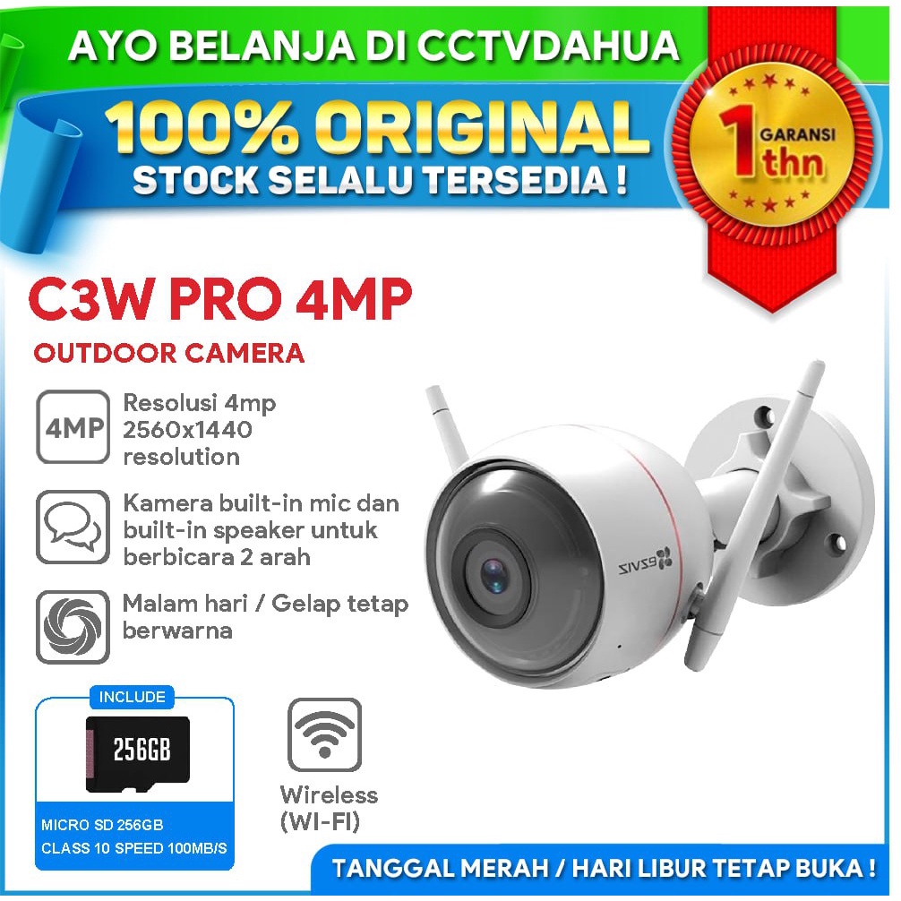 EZVIZ C3W PRO 4MP FREE MICRO SD 256GB WIRELESS IPCAM BERGARANSI RESMI