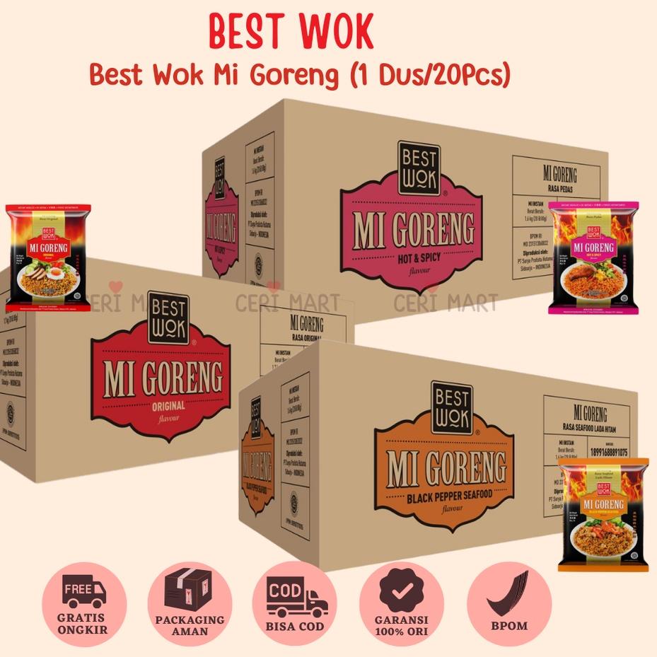

✯ Best Wok Mi Mie Goreng 1 DUS 20 pcs Bisa Mix Original Hot & Spicy Blackpepper Black Pepper Seafood Instant Noodle 85gr BestWok KKV Indomie ✭
