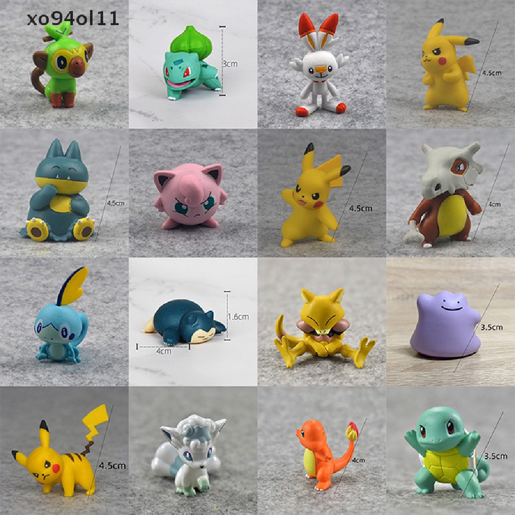 Xo Pokemon Mini Figure Pikachu Charmander Bulbasaur Squirtle Eevee PVC Figure Mainan OL