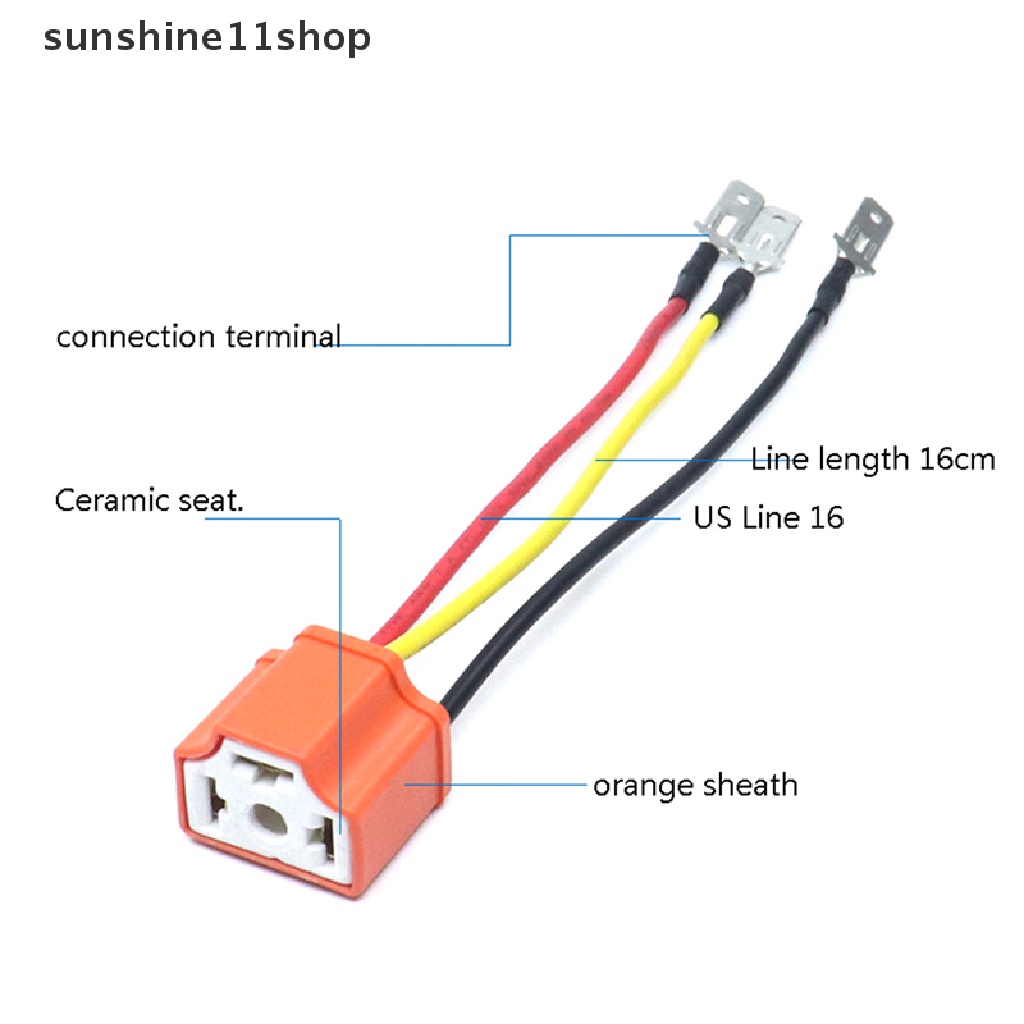 Sho H4 Lampu Kepala Mobil LED Bohlam Keramik Holder Extension Wire Haen Adapter N