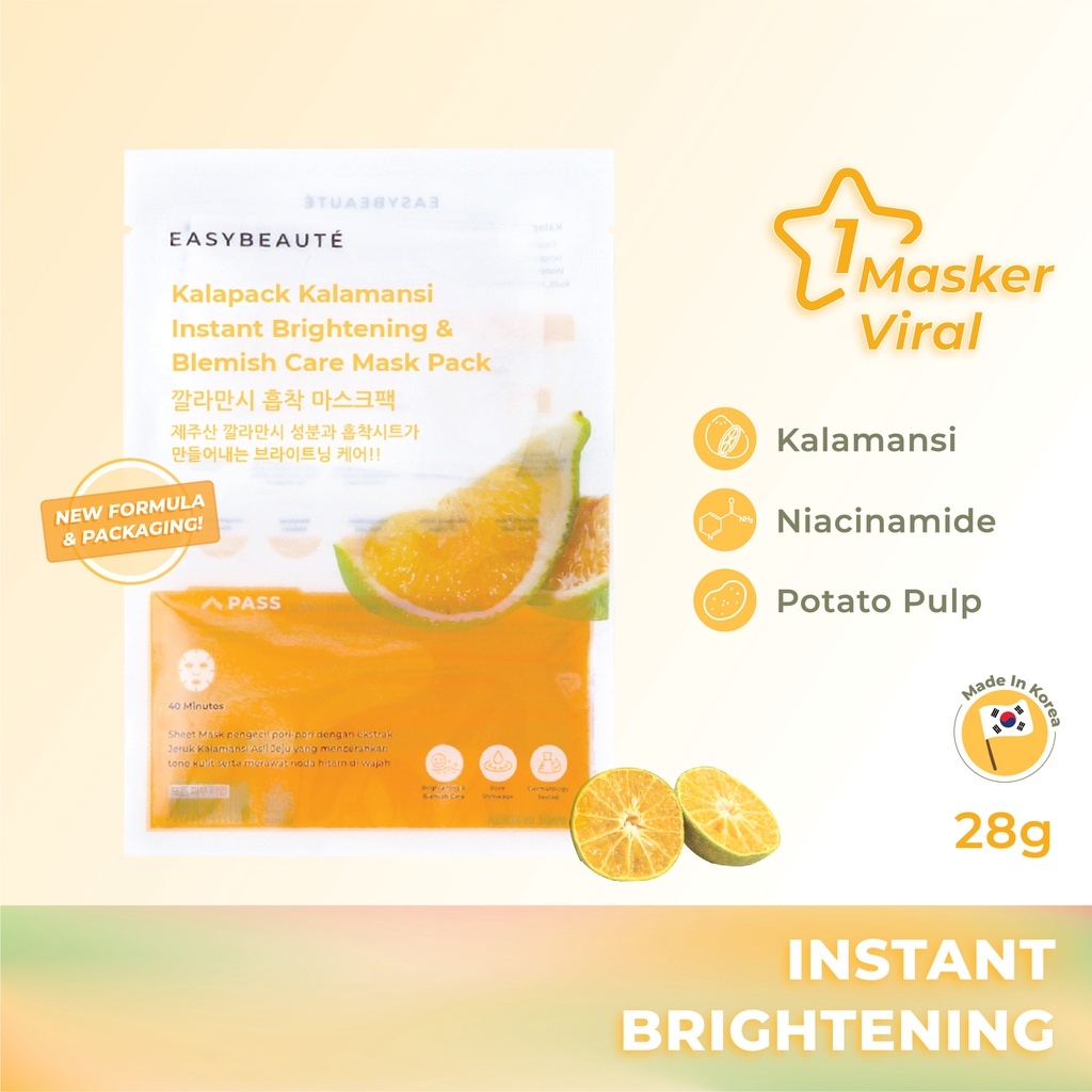 Easybeaute Kalapack Instant Brightening Sheet Mask Untuk Mencerahkan &amp; Memutihkan Kulit 28g