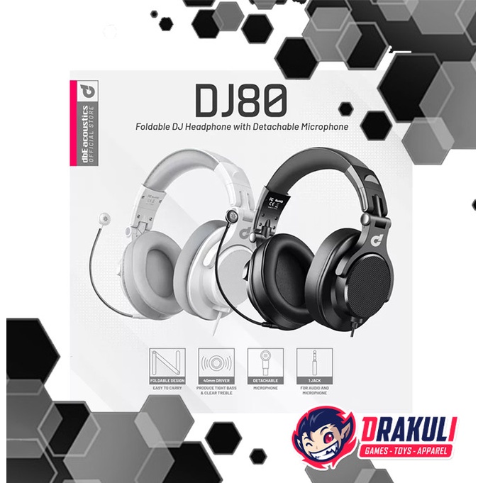 dbE DJ80 Foldable DJ Headphone with Detachable Microphone - Black