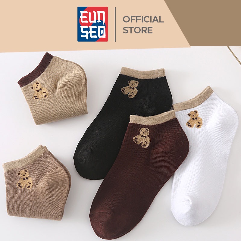 Kaos Kaki Semata Kaki Wanita Motif Bear Cute Ankle Cute Fashion Korea EUNSEO