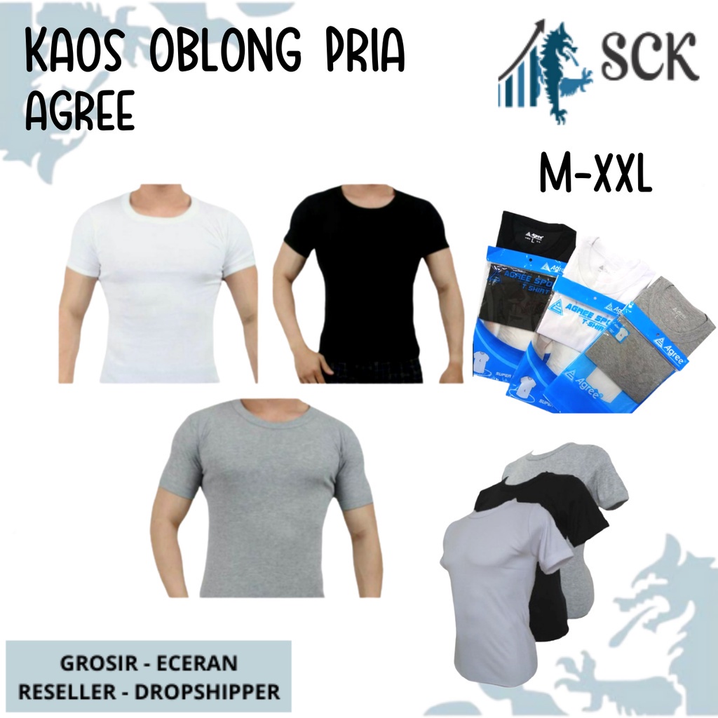 Kaos Blong AGREE Pria Polos Aneka Warna Dewasa / Kaus Oblong Cowok - sckmenwear GROSIR