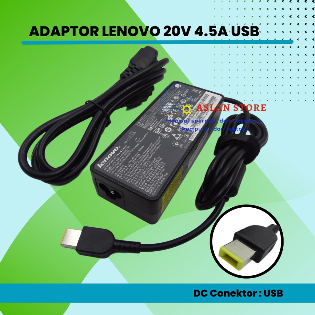 Lenovo 20V 4.5A (USB Pin) 90W E440 G400s T450 X240/PA-1650-72 Series IdeaPad B490,B490s Series B40-45 B40-70 B50-35 C40-05 C40-30 C50-30 C260 Sentuh C350 C355