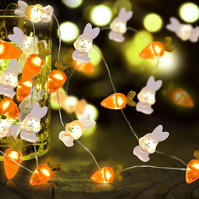 1m 10LED Easter Bunny String Lights Dekorasi/USB Charging Wortel Kelinci Peri Cahaya Untuk Pesta Paskah Anak-Anak Nikmat Hadiah