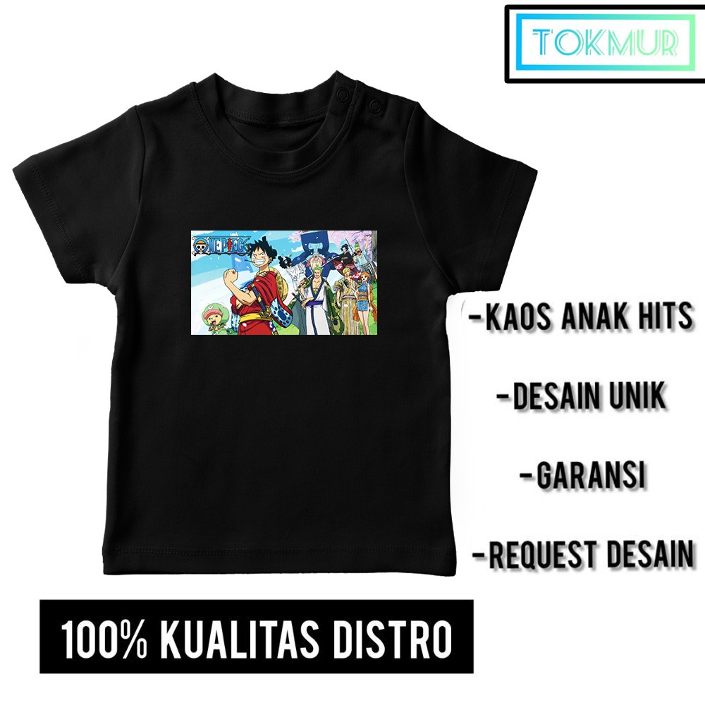 Kaos Anak Laki Laki Anime One Piece Wano Mugiwara Strawhat Luffy Pirate Baju Distro Katun Tokmur