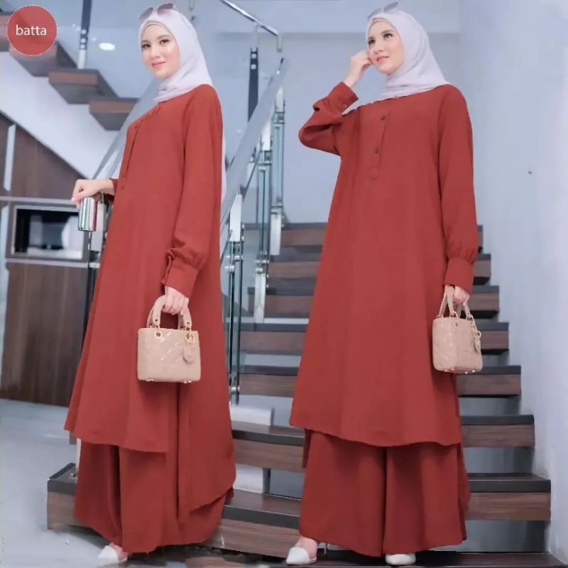 AIRA SET CRINKLE AIRFLOW PREMIUM/SETELAN WANITA TUNIK POLOS BUSUI/LONG TUNIK CRINKLE JUMBO/ONE SET SHOFIYA/FAR MOSLEMSTORE