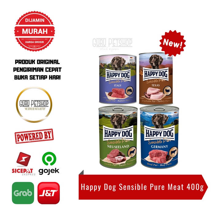 Happy Dog Pure Meat 400gr Makanan Basah Anjing Sensible Pure Meat Can