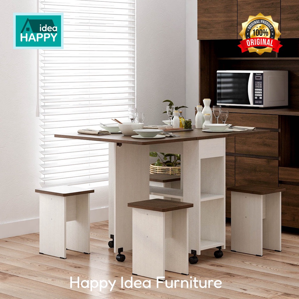 𝗛𝗮𝗽𝗽𝘆 𝗜𝗱𝗲𝗮 - Meja Makan Lipat Modern Hemat Ruang Serbaguna Allison DT 120 Allison DT120