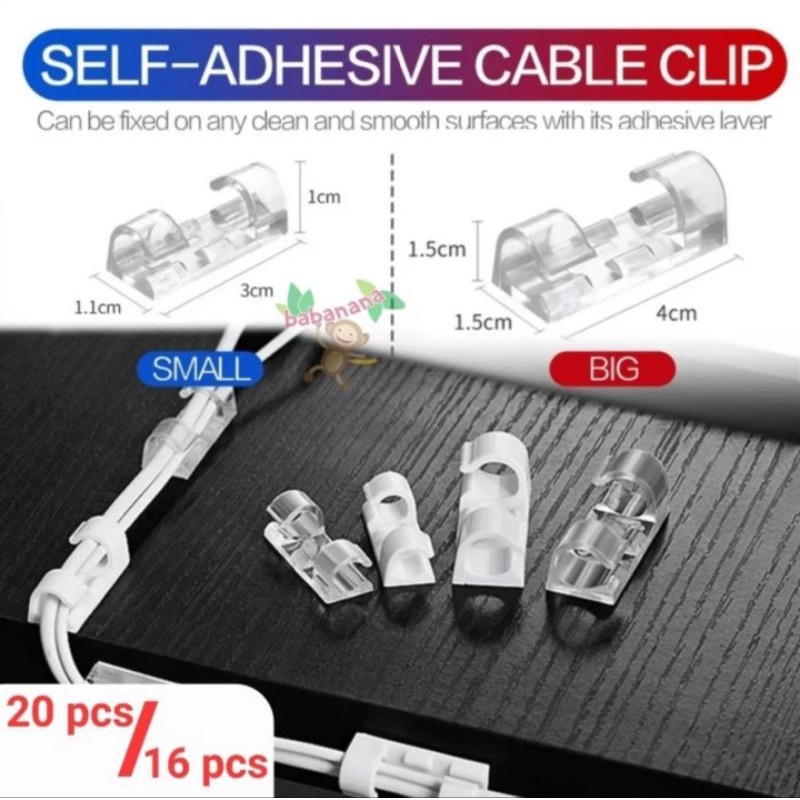 16Pcs 20Pcs Cable Clip Besar Organizer Klip Penjepit Merapikan Kabel