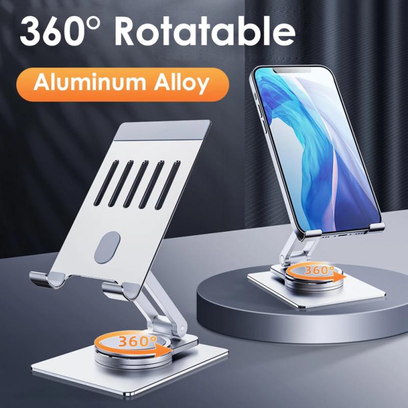 Bracket Meja Paduan Aluminium Smartphone Mount Dapat Dilipat Adjustable Portable Stand Rotation Tablet Support