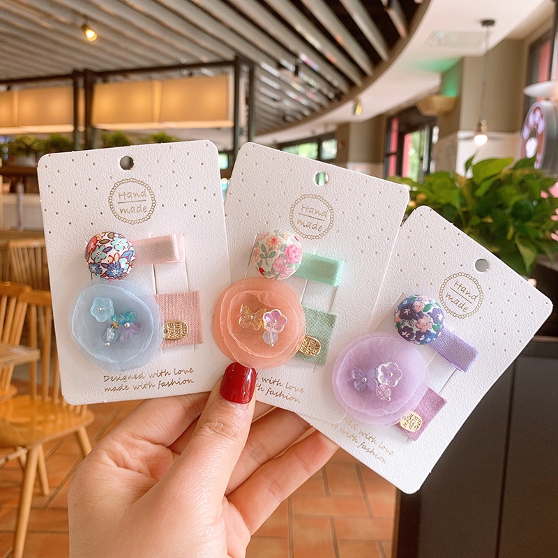 Caliloops Set 2 Pcs Jepit Rambut Anak Motif Pita Bunga Bulat Malia