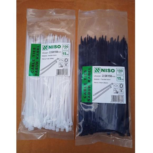 

J33 Kabel Ties Cable Tie NISO 2.5x150mm 15cm 100pc Kualitas Bagus PROMO MURAH ❝❞