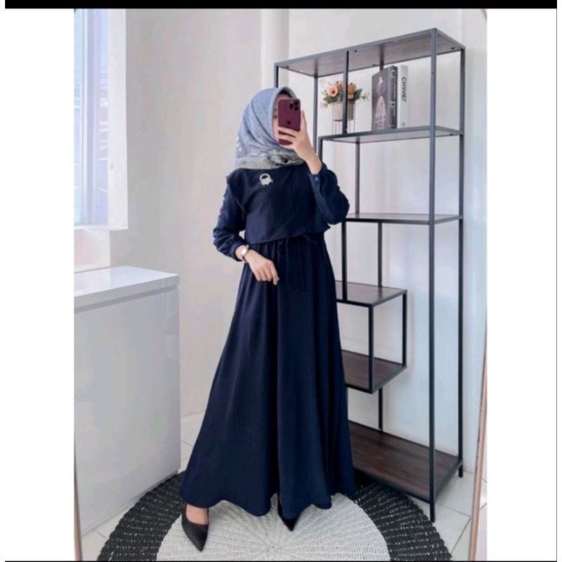 ZAFINA DRESS  Crincle Air Flow Size S M L XL  viral, gamis remaja terbaru,gamis wanita, gamis hitam,kekinian Zafina maxi dress fashion muslim kondangan