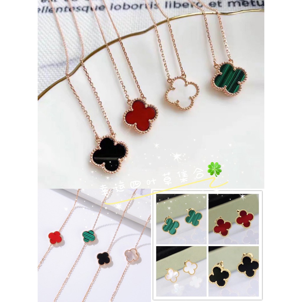 2022 Kalung Rantai Dengan Liontin Daun Clover Simpel Untuk Wanita | Kalung Rantai Pendek Lapis Titanium Steel 18k Untuk Wanita