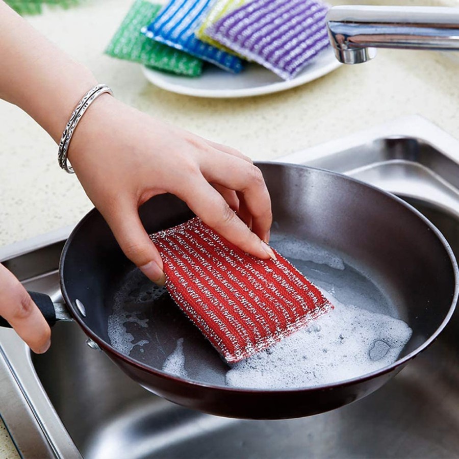 Spons Cuci Piring Metalic Warna Warni/ Sponge Sabut Jaring/Spons Cuci Piring Busa Jaring/ Busa Spons Cuci Piring Warna Warni/Spons Busa Serbaguna Alat Dishwashing Dapur Masak Busa Serbaguna