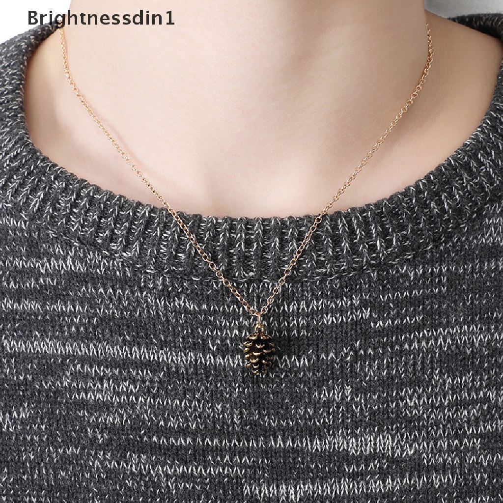 [Brightnessdin1] Spesimen Tanaman Kacang Pinus Sederhana Baru Kalung Liontin Pinus Kerucut Acorn Pendant Butik