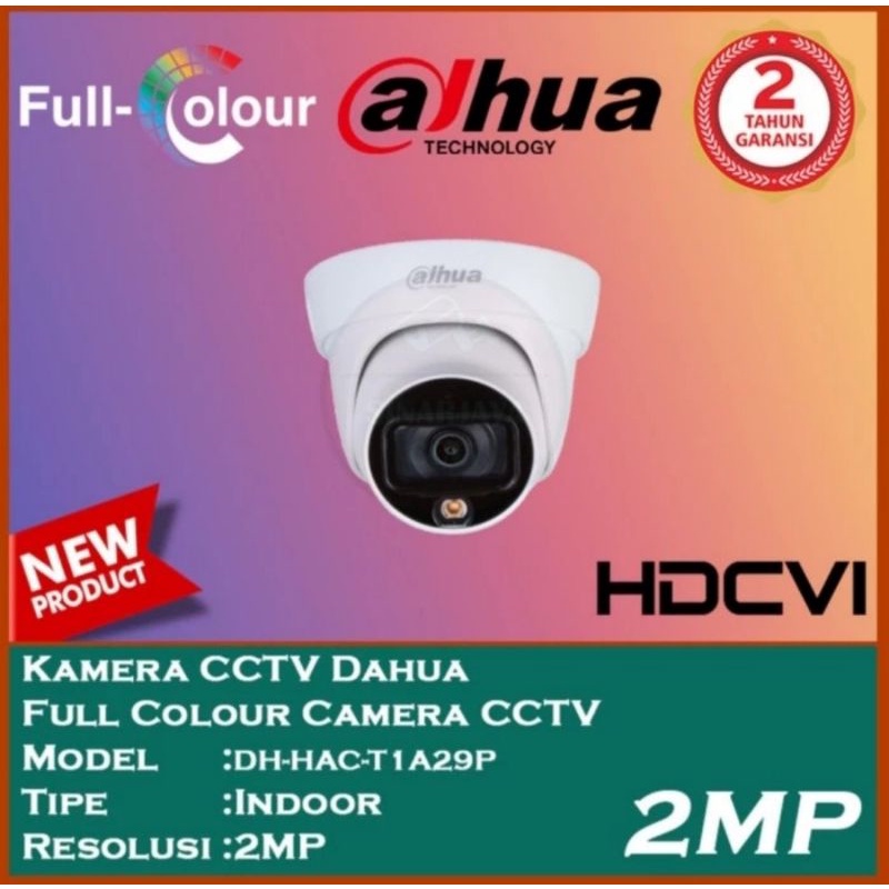 kamera cctv dahua indoor 2mp colorvu siang malam tetap berwarna